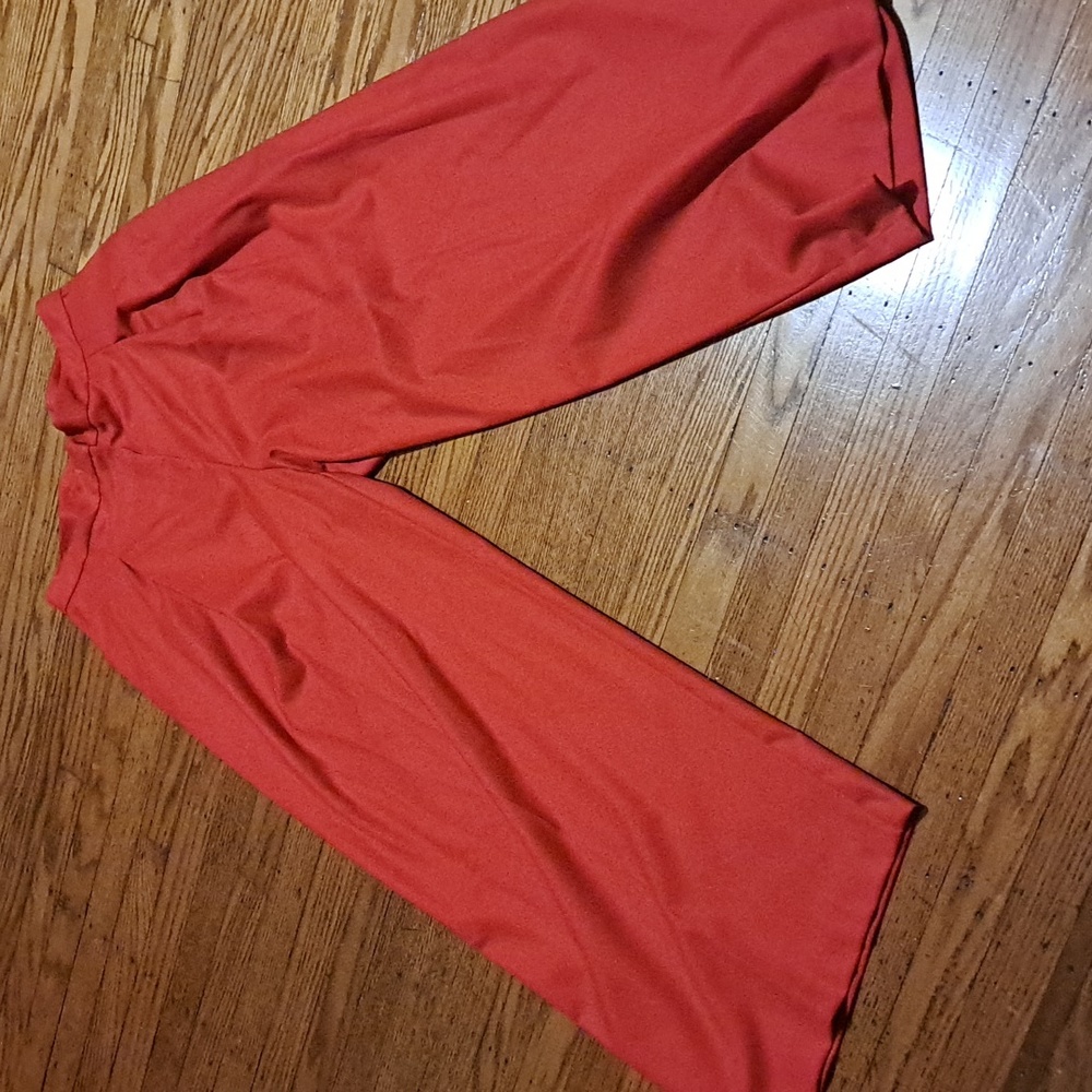 Red wide leg  slacks pleated size 14